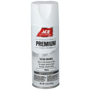 Ace Premium Satin Enamel Spray Paint White 12oz Ace Premium Satin Enamel Spray Paint White 12oz